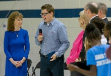 Eric Crouch addresses assembly