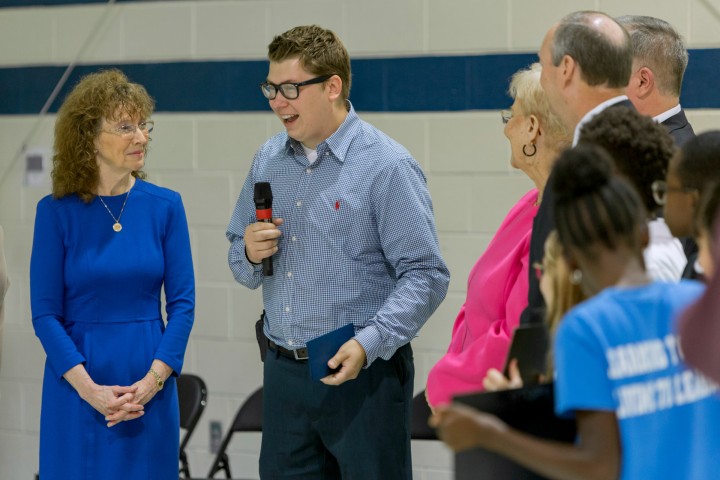 Eric Crouch addresses assembly