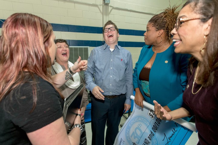 Eric Crouch laughs with colleagues