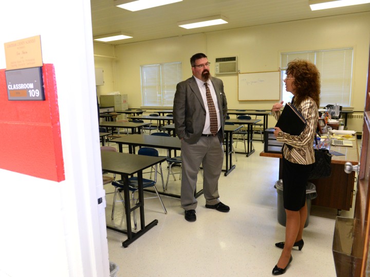 Eric Patin Jane Foley in classroom