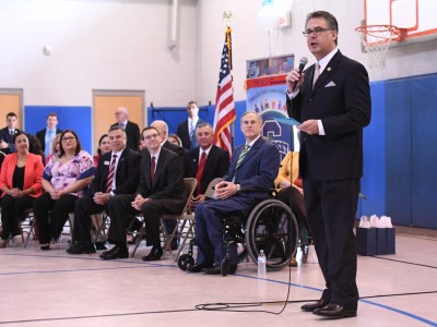 Gary Stark addresses Barrera Elementary
