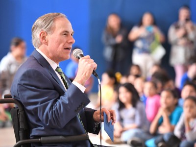 Governor Greg Abbott addresses Barrera Elementary