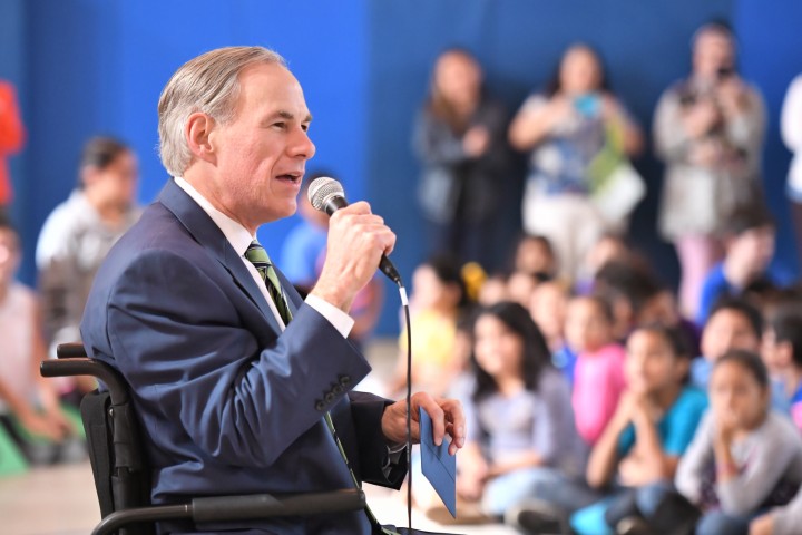 Governor Greg Abbott addresses Barrera Elementary