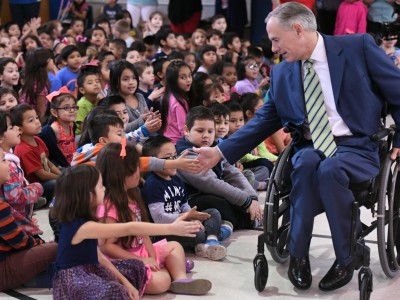Governor Greg Abbott with Barrera Elementary students