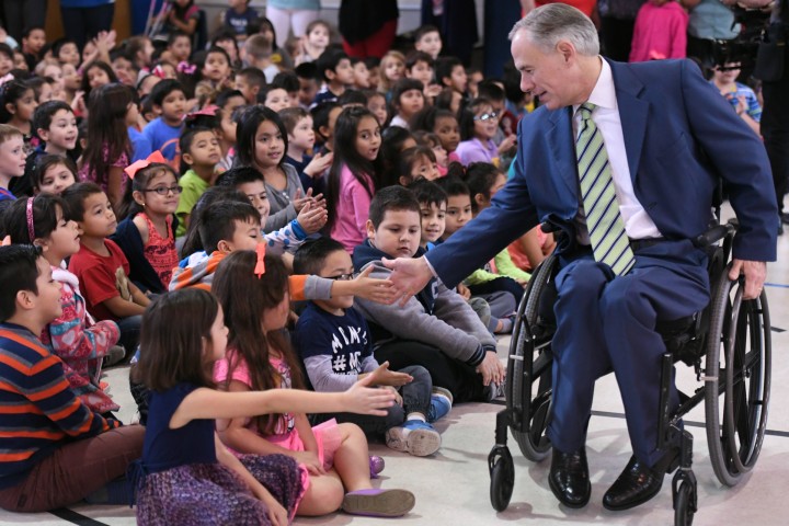Governor Greg Abbott with Barrera Elementary students