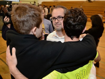 Group hugs with students