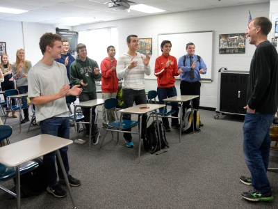 Haslett HS classroom standing ovation