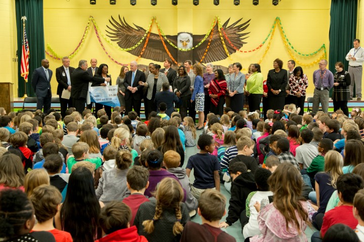 Horizon Elementary students listen to speakers