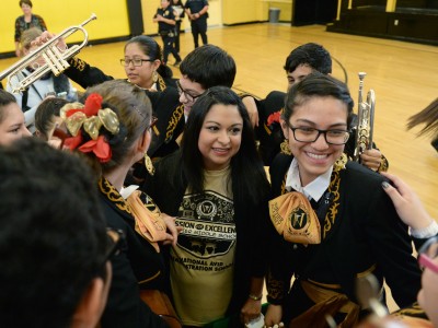 Hug from mariachi band