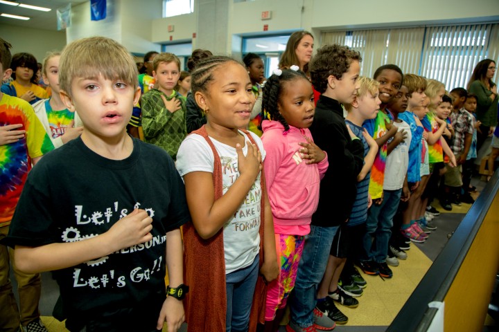 Jamerson students pledge of allegiance