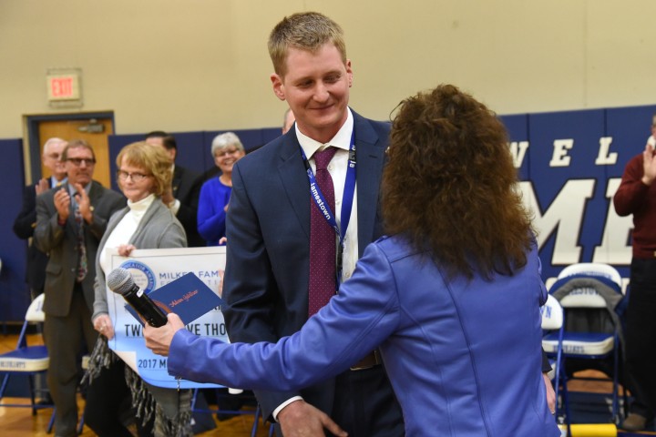 Jamestown 2017 Jane Foley congratulates Adam Gehlhar