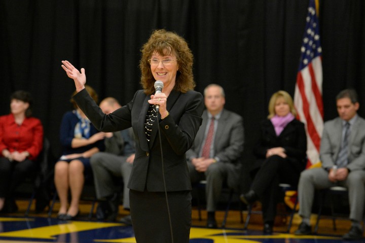 Jane Foley addresses Haslett HS