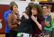 Jane Foley hugs Gina Benz