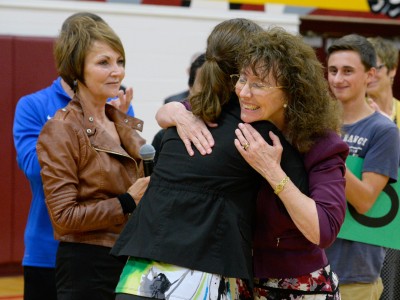 Jane Foley hugs Gina Benz