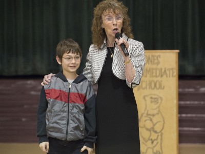 Jane Foley with Jones Intermediate student