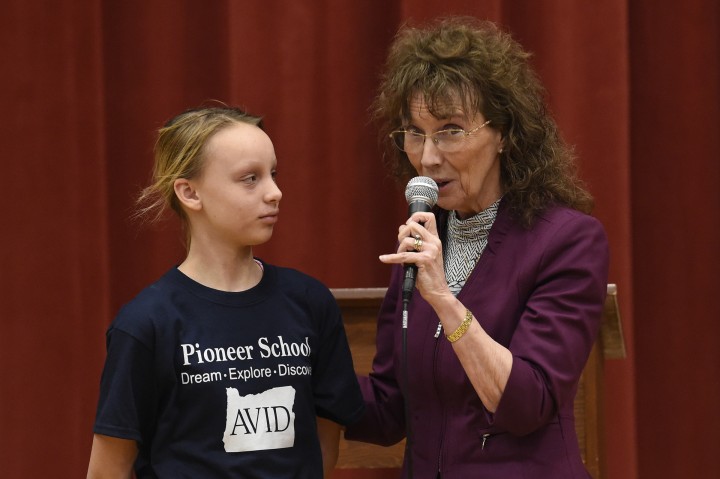 Jane Foley with Pioneer student 1