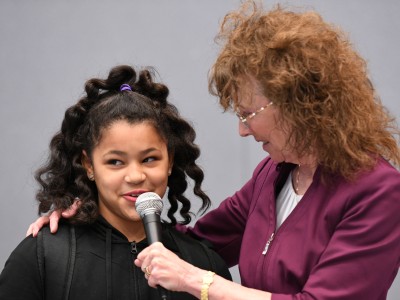 Jane Foley with Weinland Park student