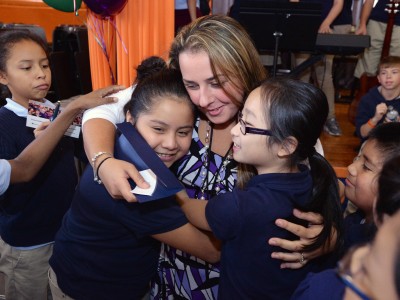 Jayda Pugliese student hugs