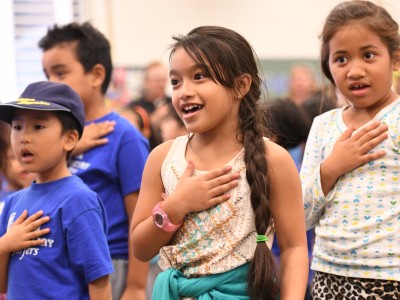 Jefferson Elementary students pledge of allegiance