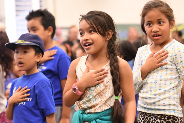 Jefferson Elementary students pledge of allegiance