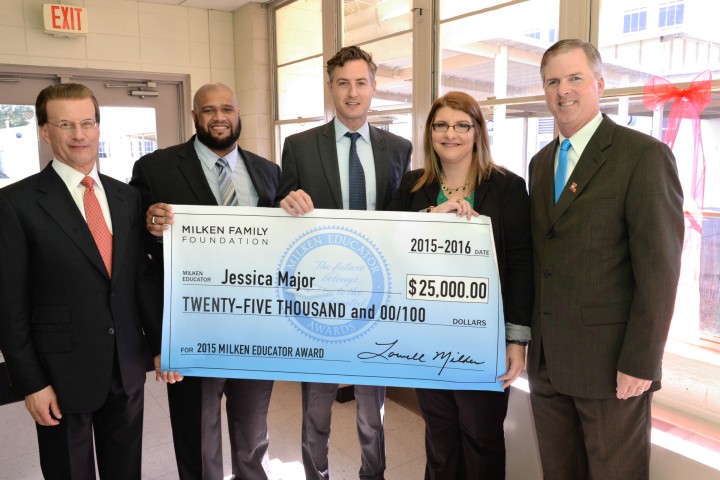 Jessica Major Milken Award check