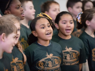 Jessica Tsoufiou sing Frazer Elementary school song