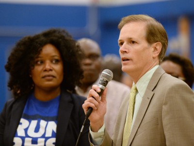 Jim Peyser congratulates Michelle Ryan