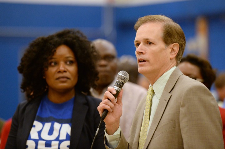 Jim Peyser congratulates Michelle Ryan