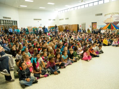 Joe Mathias students at assembly