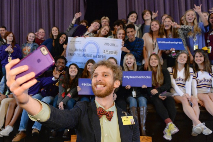 John Lary selfie with students