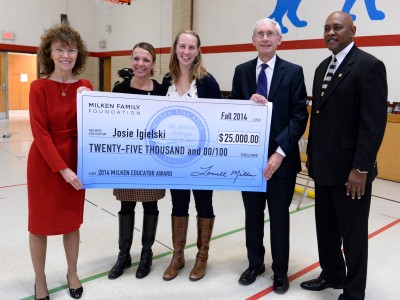Josie Igielski group photo with check