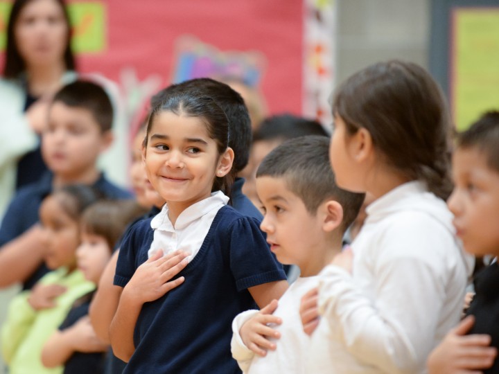 Julie Cleave students pledge allegiance