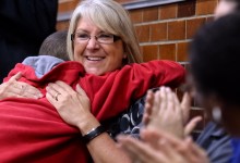 Karen Krantz reaction hug