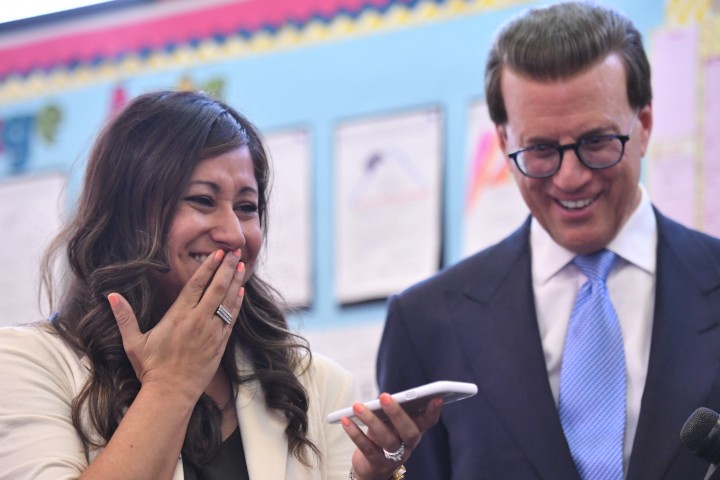 Katherine Shaw calls mother with Lowell Milken