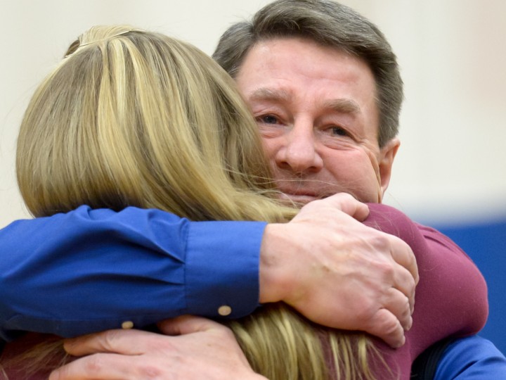 Katie Sedore gets hug from dad Thomas Sedore