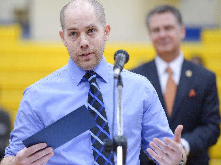 Kevin Winters accepts Milken Educator Award