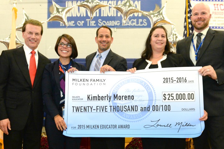 Kimberly Moreno NJ Milken Award Check