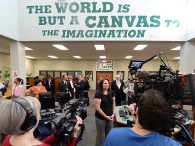 Kristi Grooms speaks to the media