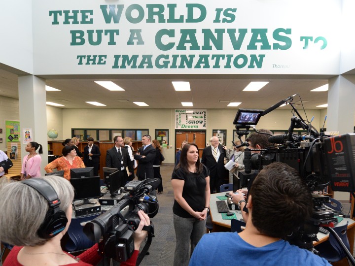 Kristi Grooms speaks to the media