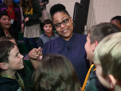 Lafayette 2017 Angela Boxie with students 2