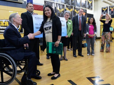 Laura Servin congrats from Greg Abbott