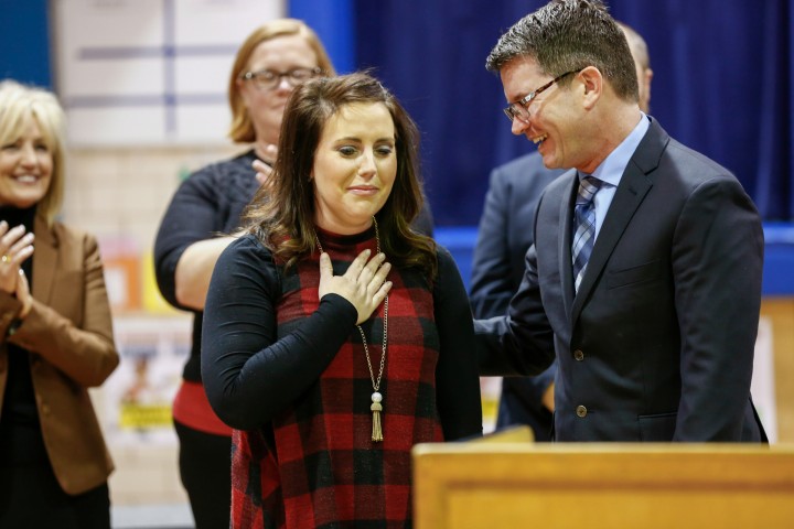 Lexington 2017 Greg Gallagher congratulates Brooke Powers