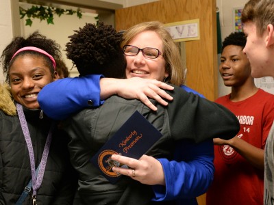 Lexington hugs from students