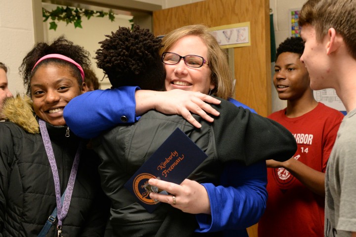 Lexington hugs from students