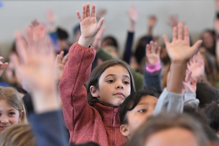 Lindon students hands up