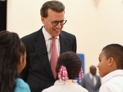 Lowell Milken Elkhart students before assembly