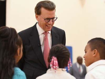Lowell Milken Elkhart students before assembly