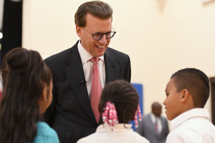 Lowell Milken Elkhart students before assembly