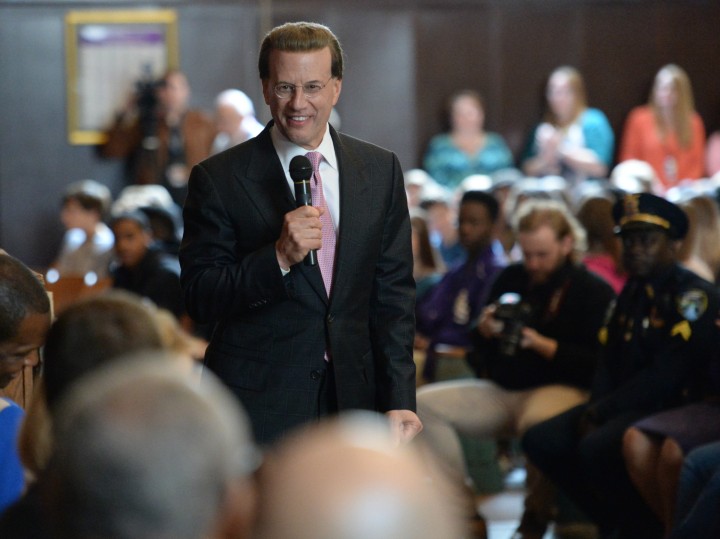 Lowell Milken addresses assembly John Lary