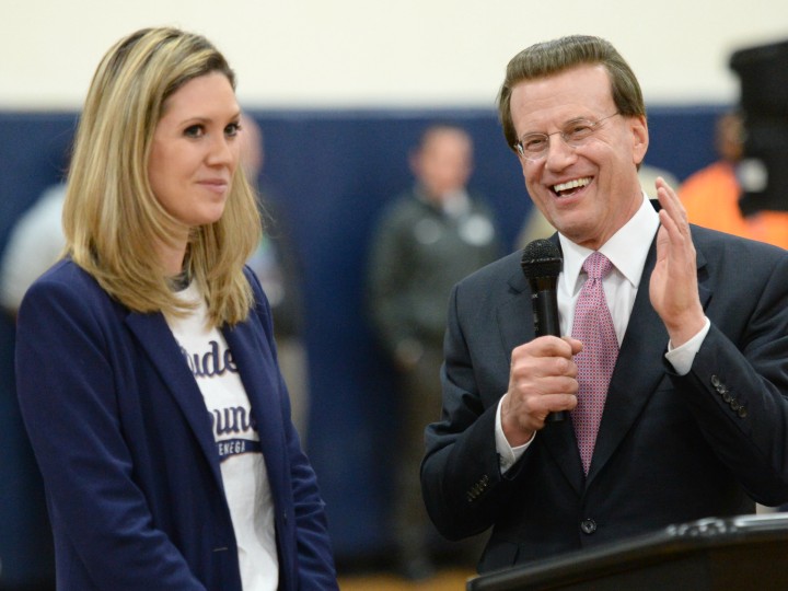 Lowell Milken congratulates recipient